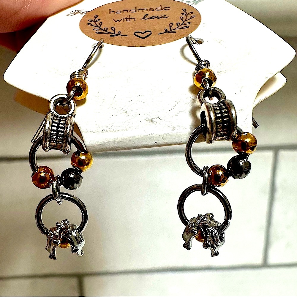 BNWT Two Toned Brutalist Dangly Earrings - Handcrafted With Love